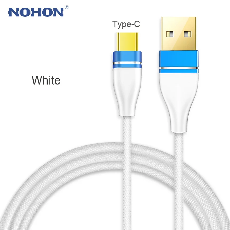 NOHON usb type-C кабель для huawei Xiaomi Redmi Note 7 супер быстрая зарядка Micro USB кабель для lenovo htc мобильный телефон Дата линия - Цвет: White For Type C