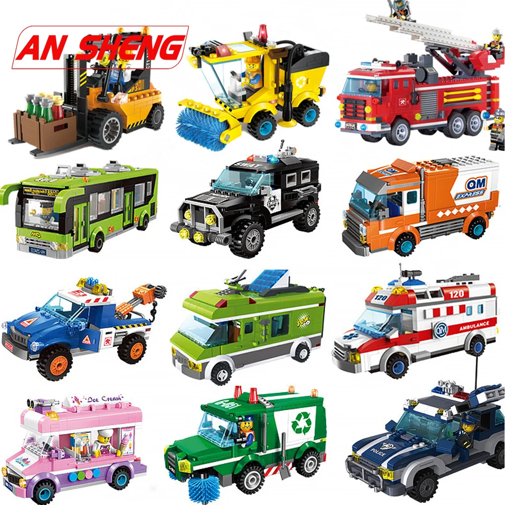

New Building Blocks Compatible Legoes City House Car Police Fire Truck School bus Car Bricks Girls Boy Toy Kids Christmas Gifts