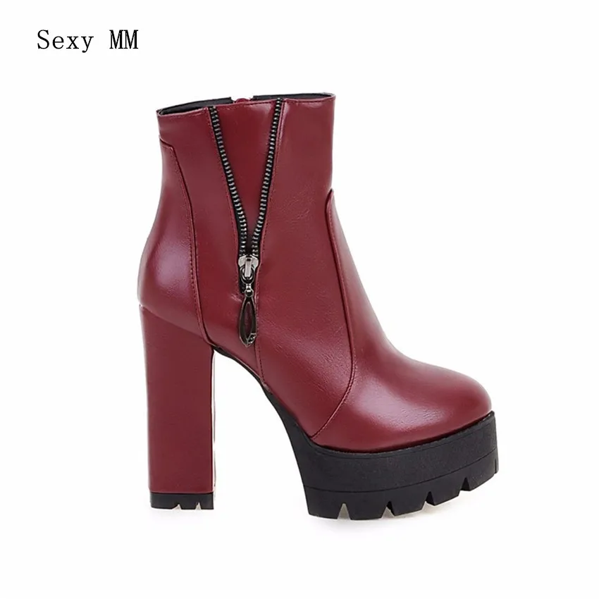 

Spring Autumn Winter Platform High Heel Ankle Boots Women Short Boots Ladies Shoes botas botte femme Plus Size 34-40.41.42.43