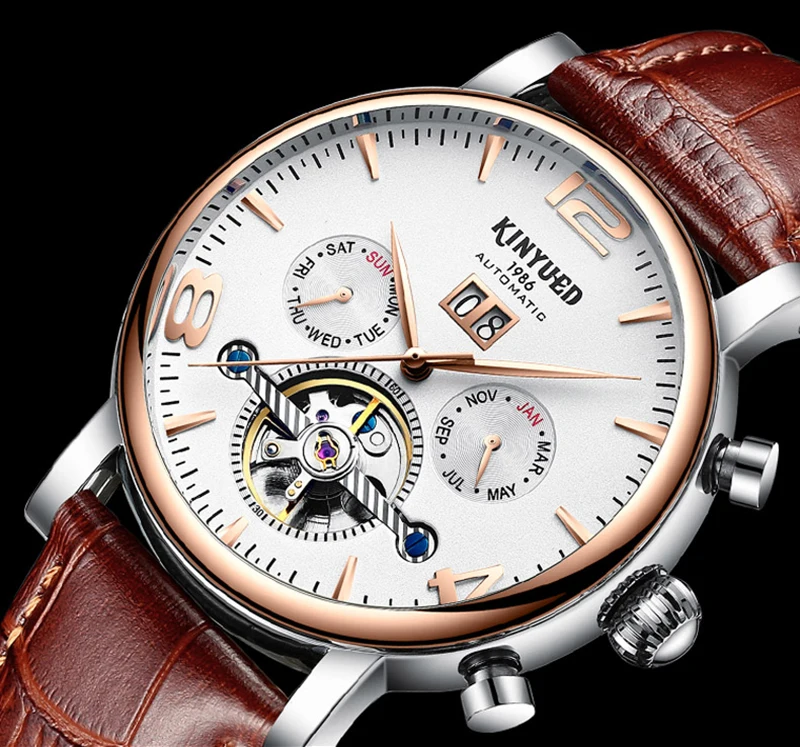 Black Gold Men Automatic Watch Luxury Brand Alloy Leather Band Waterproof Skeleton Mechanical Business Wristwatches Casual Dress (4)