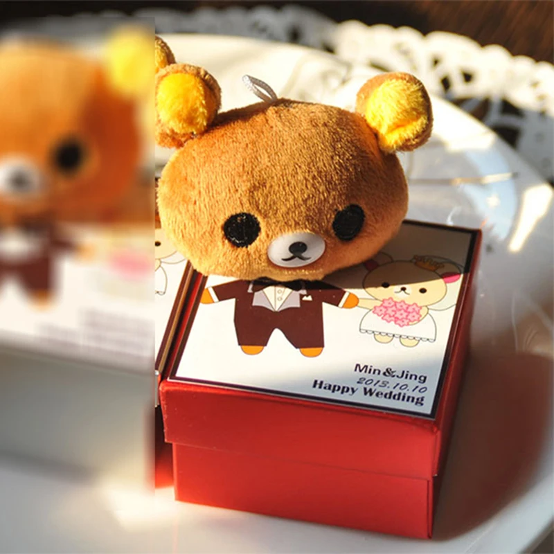 Специальное предложение 70 шт., Пользовательский логотип медведь для свадьбы или «нулевого дня рождения» сувениры для гостей события вечерние конфеты подарок сувенир коробки