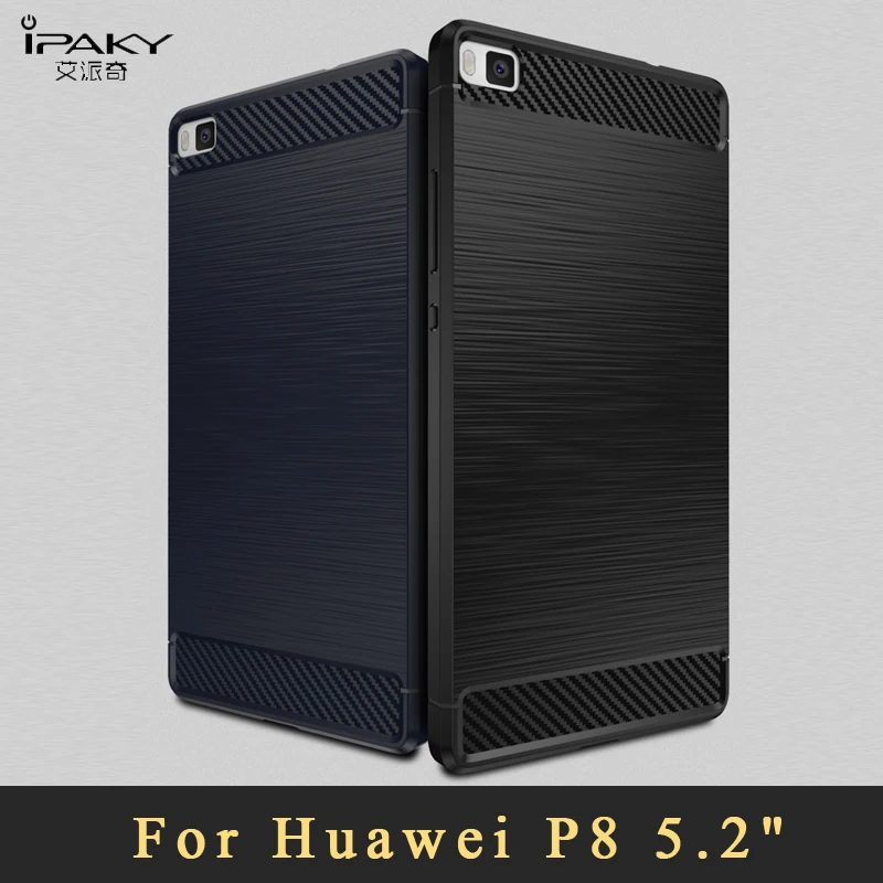 

P8 case Original ipaky Brand Silm silicone Back Cover huawei p8 case Brushed TPU case For huawei p8 cover cases 5.2