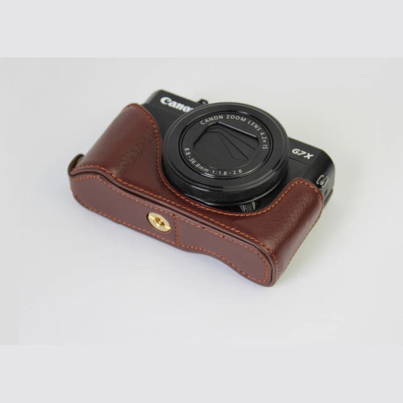 Натуральная коровья кожа половина тела чехол для камеры для Canon G7 X MarkII G7X2 G7 X II G7XM2 с батарейным отсеком