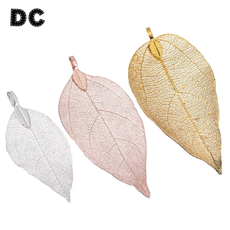 20 Pcs Silver Hollow Rose Leaf Vein Fashion Pendants Connector DIY Making
