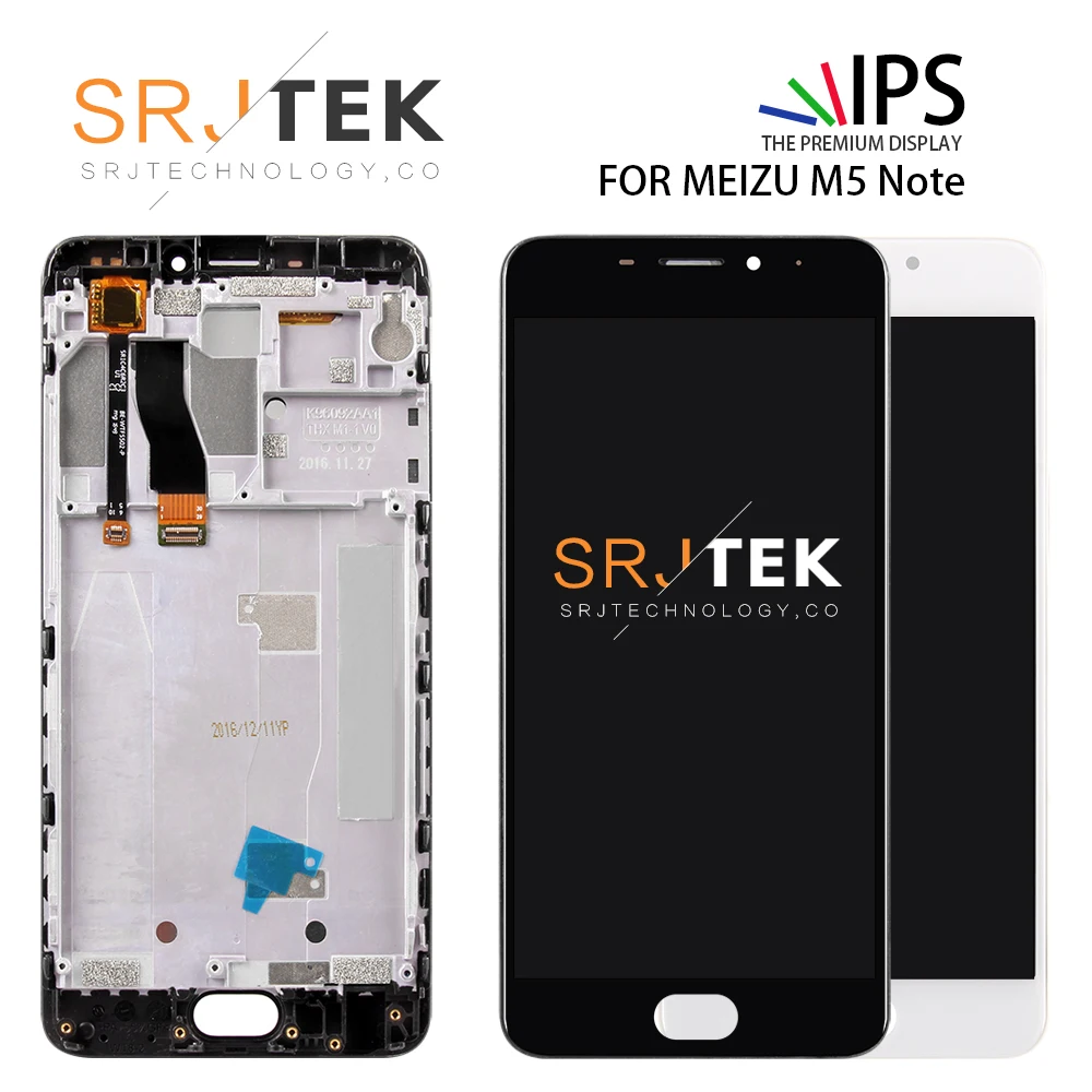 

SRJTEK For Meizu M5 Note Glass LCD Display Touch Screen Matrix Digitizer Sensor With Frame For Meizu M5 Note Screen M621H M621M