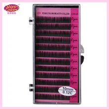 Горячая Распродажа 10 лотков розовая карта Толстая Одиночная ресница 12 линий толщина 0,12 мм натуральные накладные локоны C ресницы