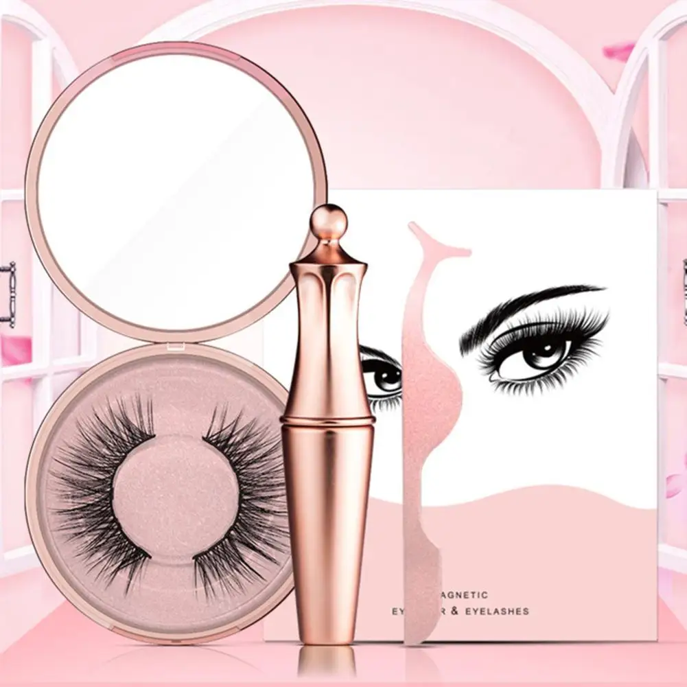 

1set Magnetic Liquid Eyeliner & Magnetic False Eyelashes & Tweezer Set Waterproof Long Lasting Eye Eyeliner Make Up Cosmtic Kit