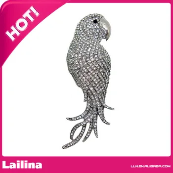 

Vintage Elegant Parrot Rhinestone Crystal Brooch Pin Bird Pendant Clear Rhinestone
