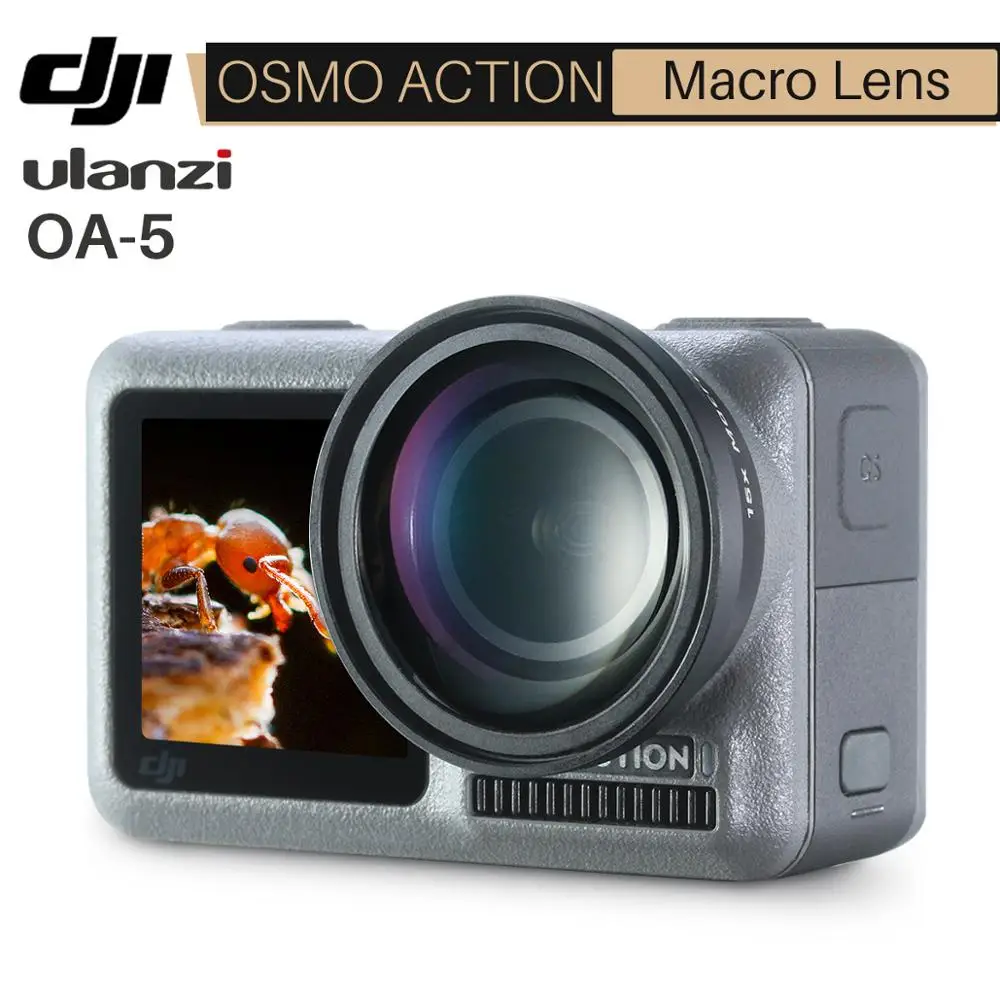 Marco Lens Close-Up para dji OSMO Action Camera Fotografía Videomaking Accesorios ULANZI OA-5 Aleación de Aluminio 15X Super Marco Lens Compatible para OSMO Action