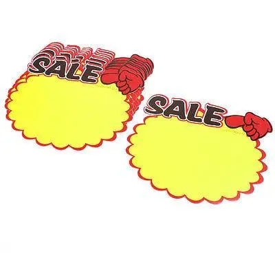 

10pcs Shop Sale Index Finger Up Gesture Pattern Price Tags POP Paper Cards Sign