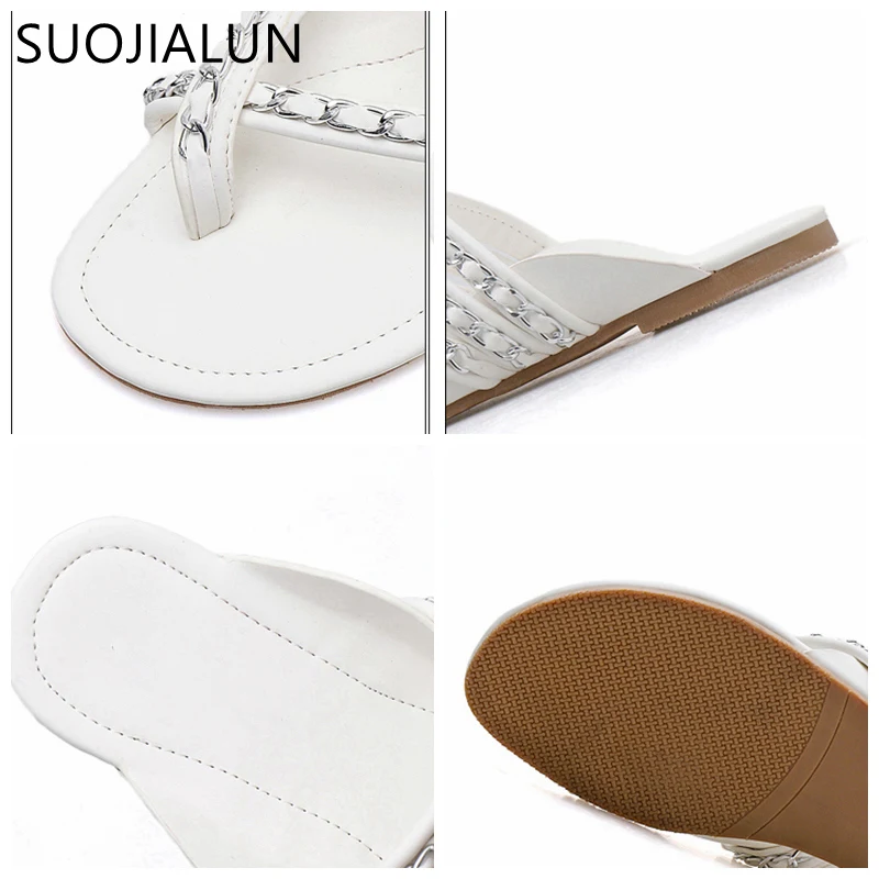 SUOJIALUN/2019 г. летние женские шлепанцы модные брендовые на плоской подошве с