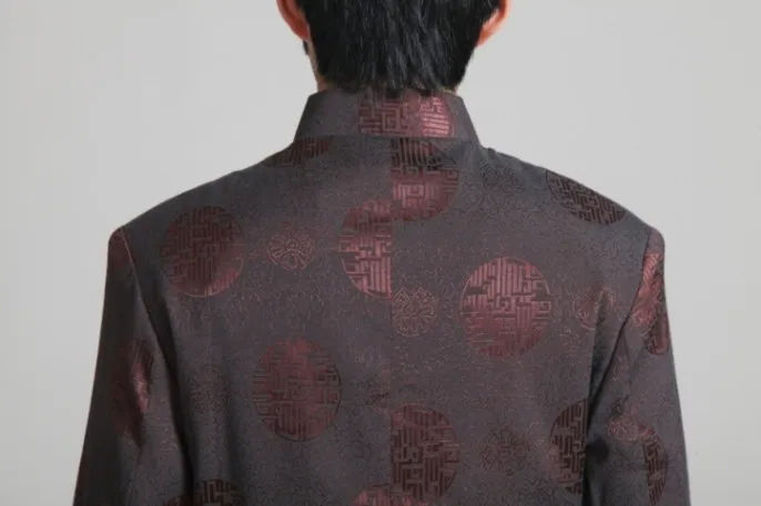 Китайские традиционные куртки костюм Тан одежда воротник Мандарин шерстяная ткань китайский Жених куртка 2 цвета 2285