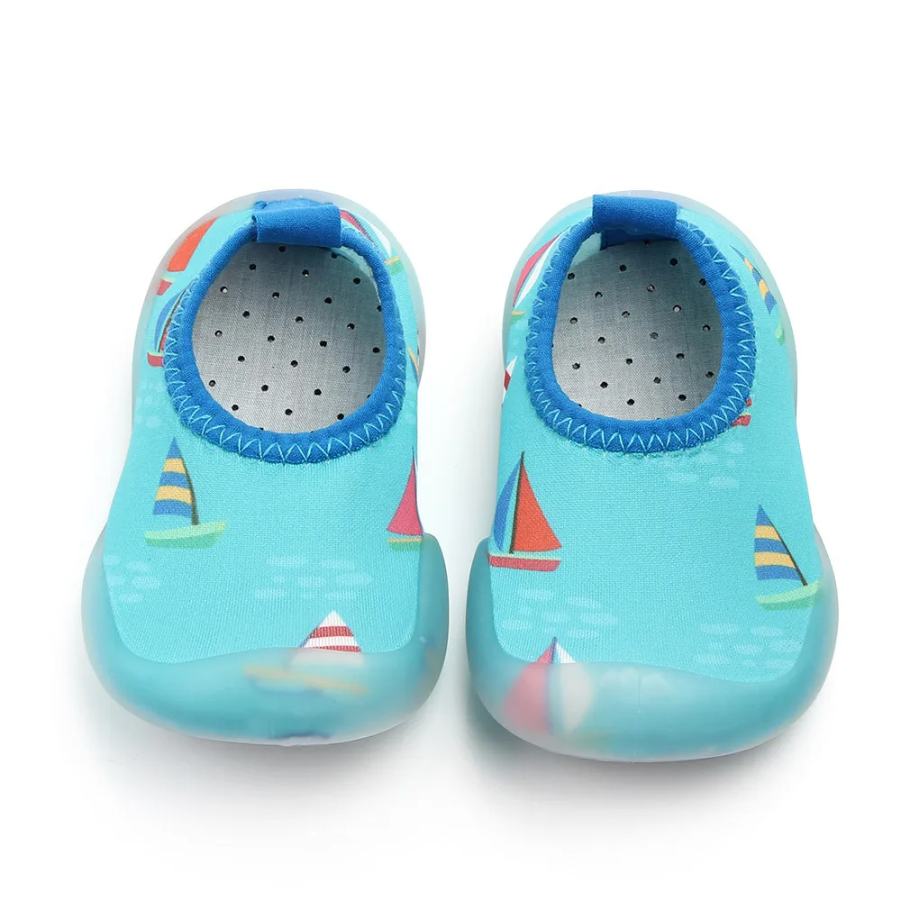 Детские носки-тапочки Non-slip летные домашние мягкая подошва для маленьких мальчиков и девочек обувь для маленьких детей тонкий Детские носки - Цвет: Синий