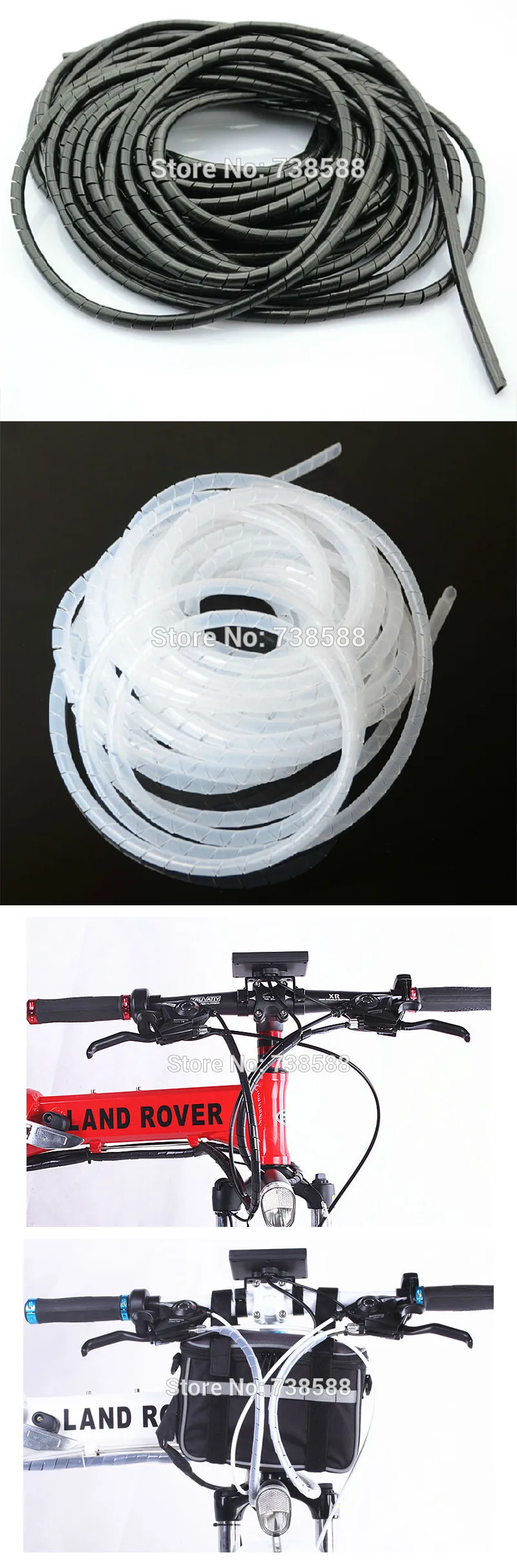 Discount Spiral wraping diameter 10mm long Cable casing Cable Sleeves Winding pipe white and black 1