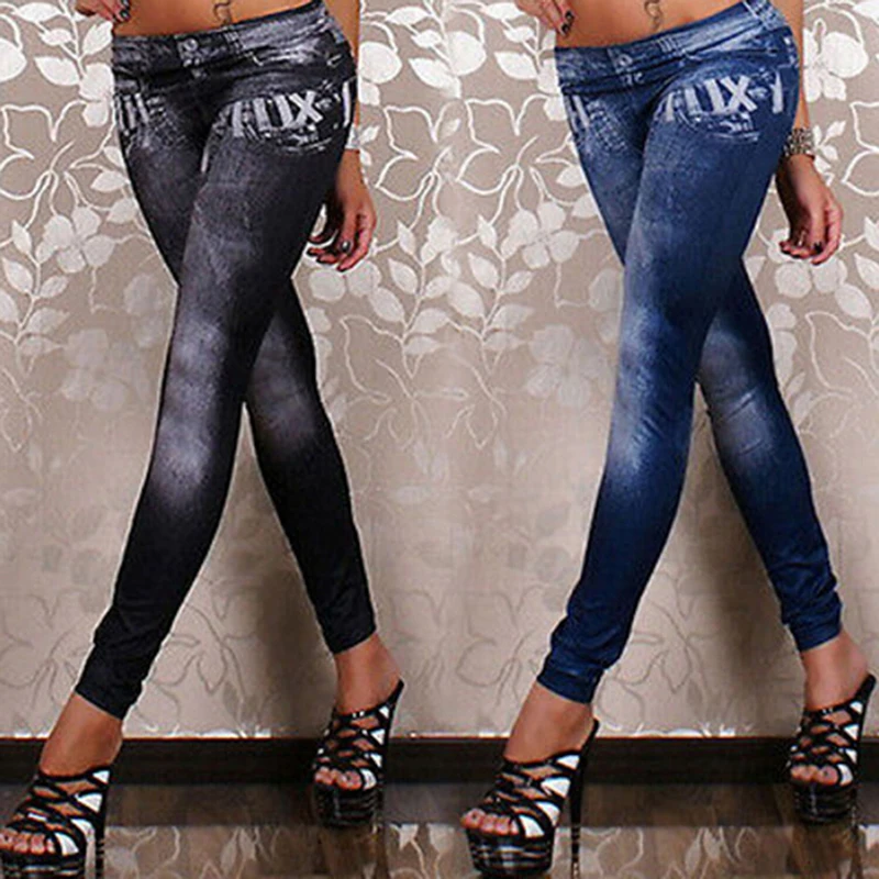 

Pencil Pants Soft elastic jeans Low waist Slimming Blue and Gray Elastic Washed Jeans