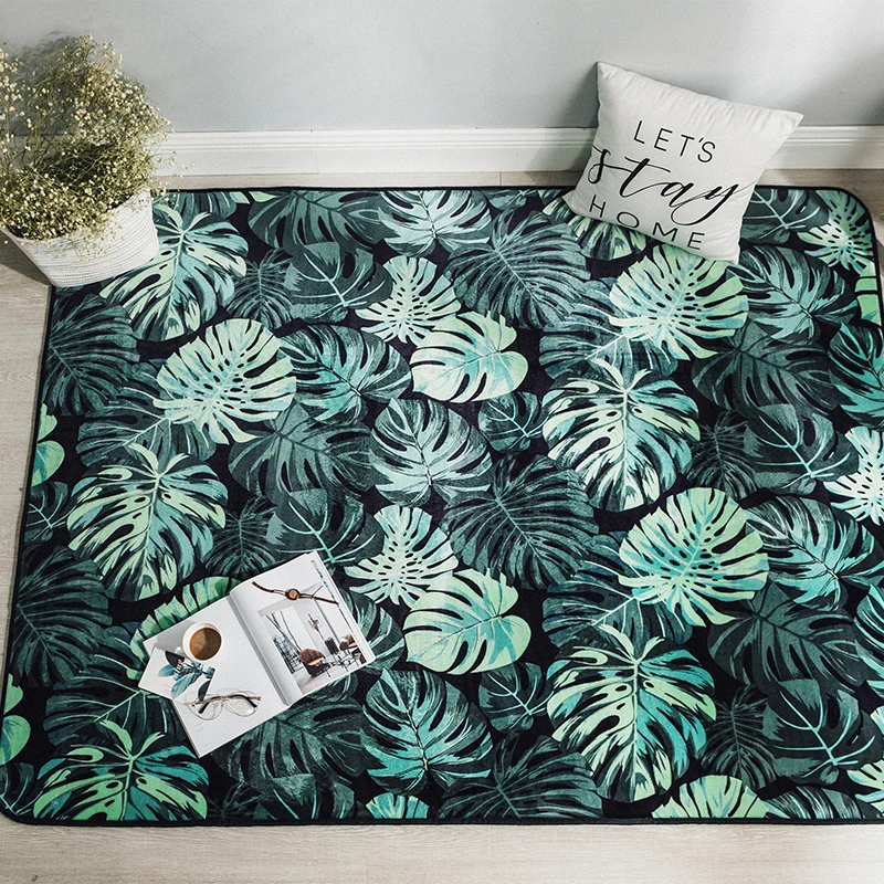 

Fashion Large Green Leaf of Tortoiser Leaves Living Room Bedroom Decorative Carpet Area Rug Bathroom Floor Door Baby Play Mat