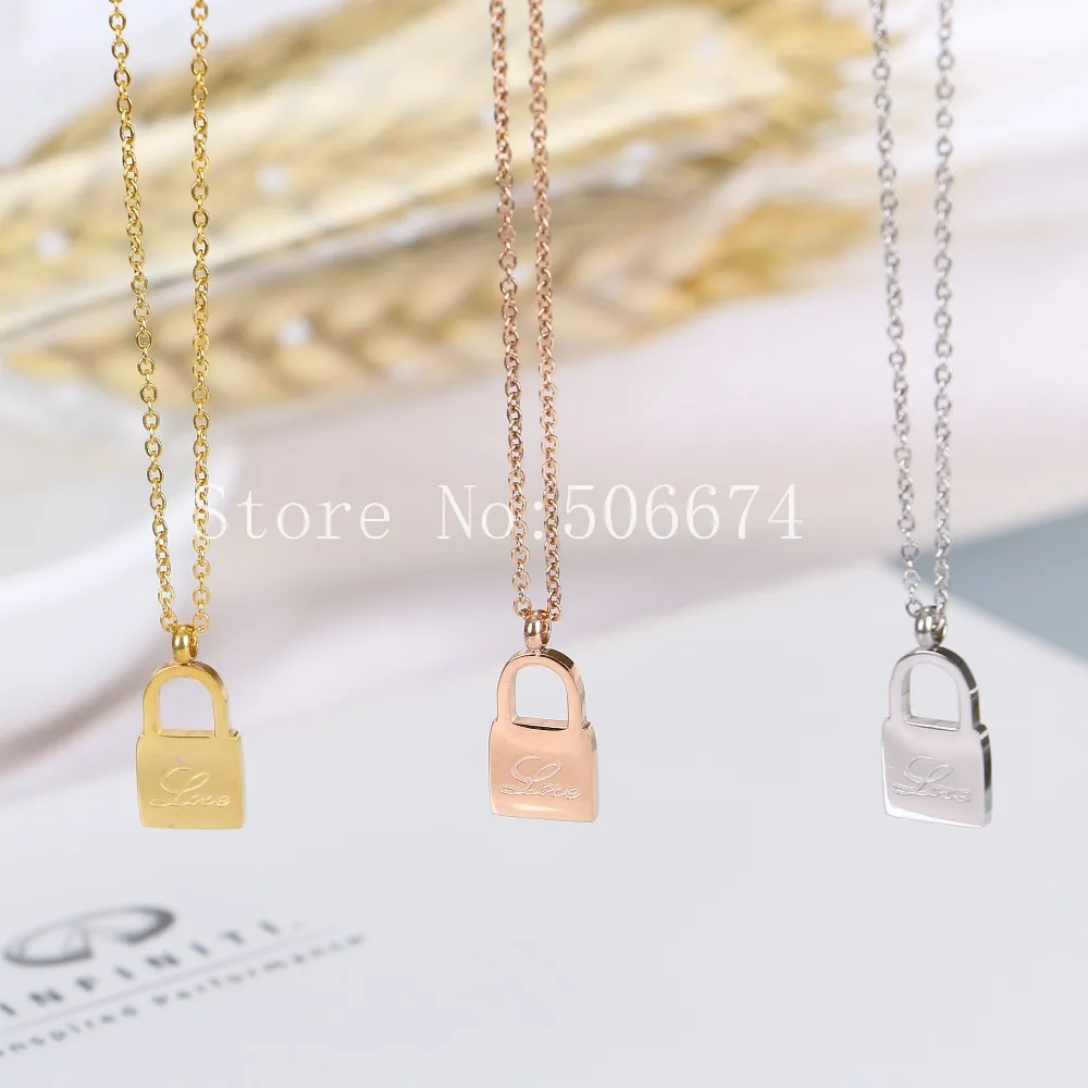 

Stainless Steel Choker Cute Lock love Carter Chain Necklace Pendant For Women Lovers Bridesmaid Gifts