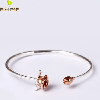 

925 Sterling Silver Rose Flowers Bracelets & Bangles For Women High Quality Elegant Lady Gift Sterling-silver-jewelry