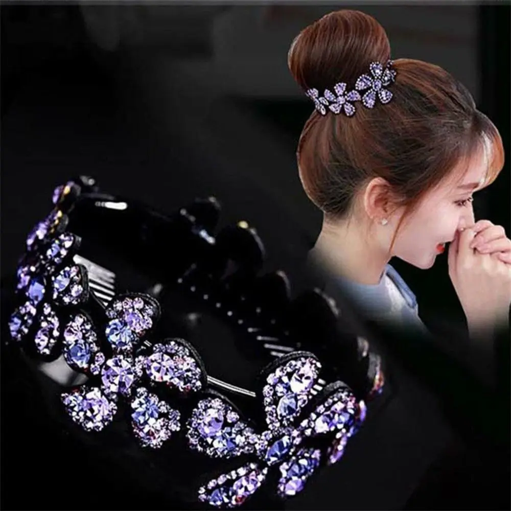 

1Pcs Rhinestone Flower Hairpins Women Hair Clips Openwork Elegant Flowers Crystal Twist Round Barrette Hair Accessories Hot Sale