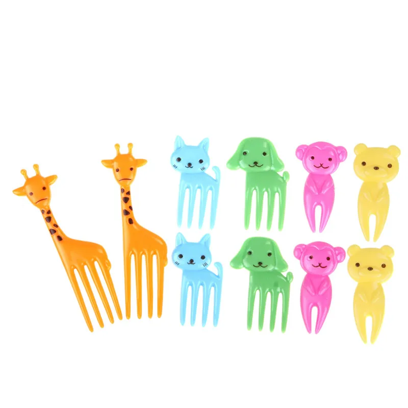10 pcs bento kawaii animal Nourriture Fruit pics fourchettes Lunch Box Case Set Accessoire