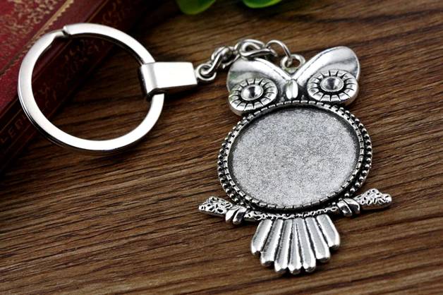 

2pcs 25mm Inner Size Antique Silver plated Cameo Setting Base;Handmade Cameo Setting, Metal Key Chains Accessor (SG-A4-30)