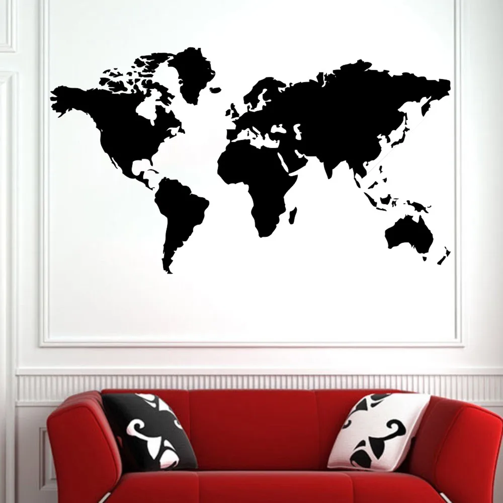 

Hot Sale Large World Map Global Atlas Vinyl Art Wallpaper Tattoos Sided Visual Pattern Home Decor Y-255