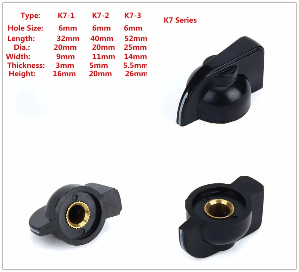 

Plastic Knob Rotary Switch Cap K7-1 K7-2 K7-3 6MM hole size