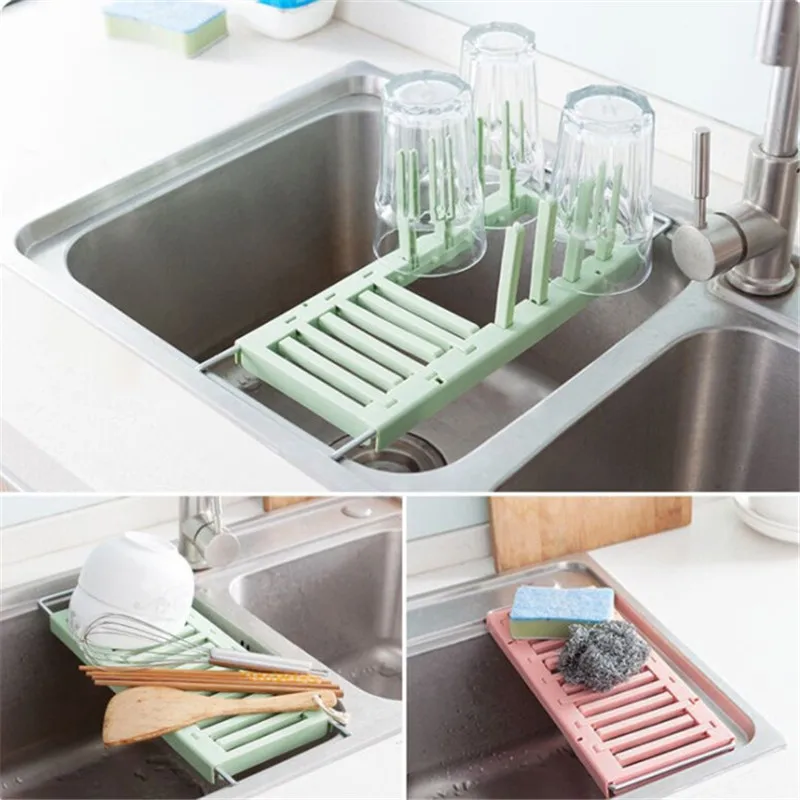 Kitchen Stands Utensils Towel Rack Dish Self Draining Sink Storage