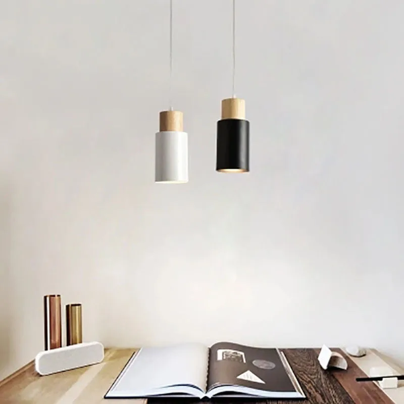 

Wood Round Cylinder Nozzle Stub Pendent Lamp Northern Europe Creative Personality Simple Restaurant Bar Bedside lamp Japanese