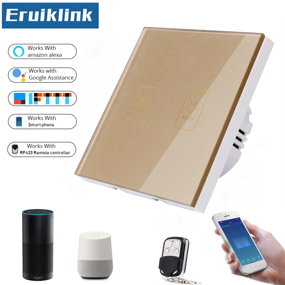 Стандарт ЕС/Великобритании настенный Wifi переключатель Tuya приложение сенсорное