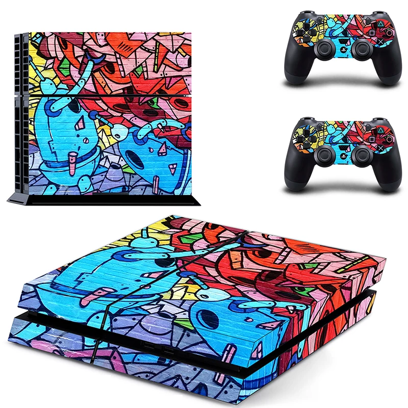 Fashion Game Sticker For Sony Play Station 4 Console Skin With 2 Controller Protective Skins