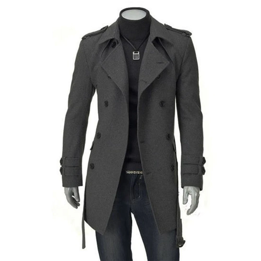 Индивидуальный заказ для мужчин S Тренч, мода 2014 г. SLIM FIT длинное пальто кашемир шерсть длинная куртка, зимние пальто для