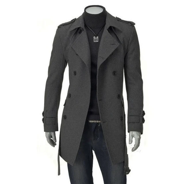 CUSTOM MADE TAILORED MENS TRENCH COAT,2014 FASHION SLIM FIT LONG COAT