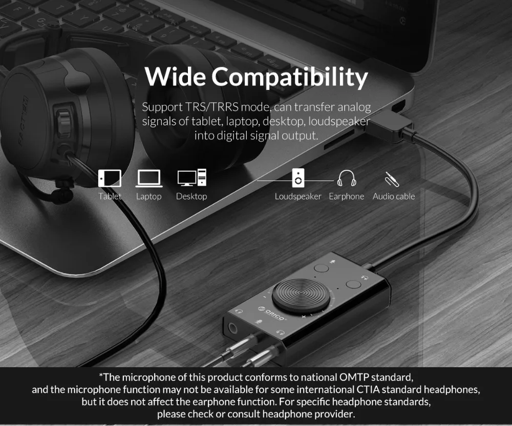ORICO Внешняя USB Звуковая карта стерео USB звуковая карта Микрофон динамик аудио разъем 3,5 мм кабель адаптер для ПК ноутбука Бесплатный привод