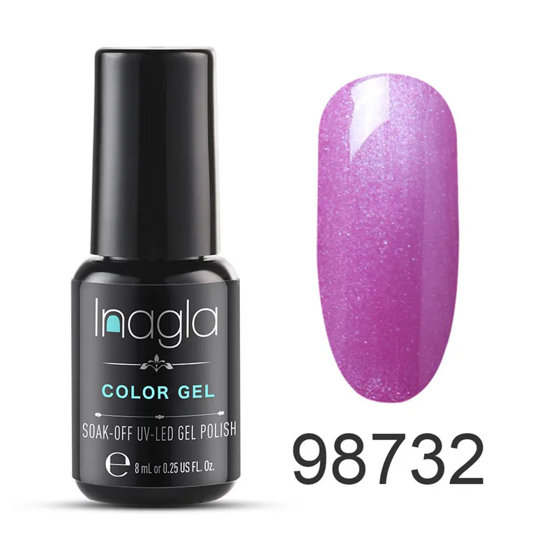 Inagla 8 мл общий Цветной Гель-лак для ногтей Дизайн ногтей маникюр 62 цвета впитываемый эмалированный Гель-лак Светодиодный УФ-гель лак - Цвет: 98732