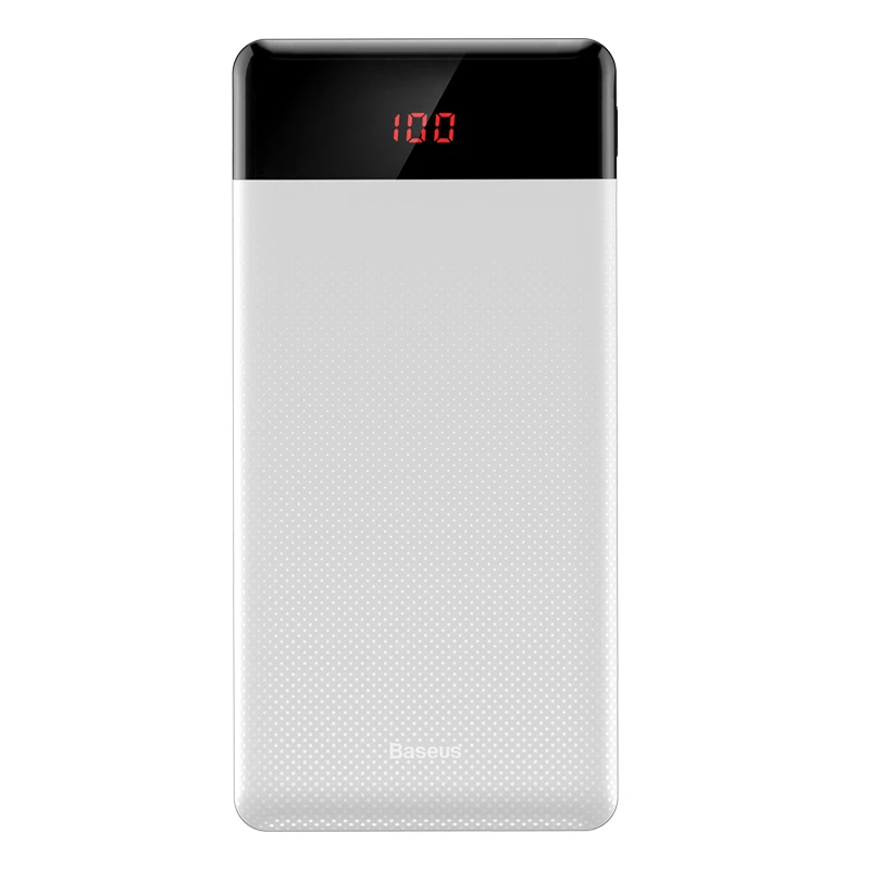 Baseus 10000 мАч Мощность/ч, тонкое USB Мощность банк 10000 мАч повербанк Портативный телефона с двумя USB выходами Батарея Зарядное устройство для Xiaomi Mi 3 iPhone - Цвет: White