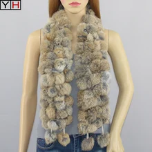 Лидер продаж из натуральной кожи 4 волейбол, натуральный мех кролика, Женская мода меховой шарф натуральный мех кролика шарф оптом и в розницу