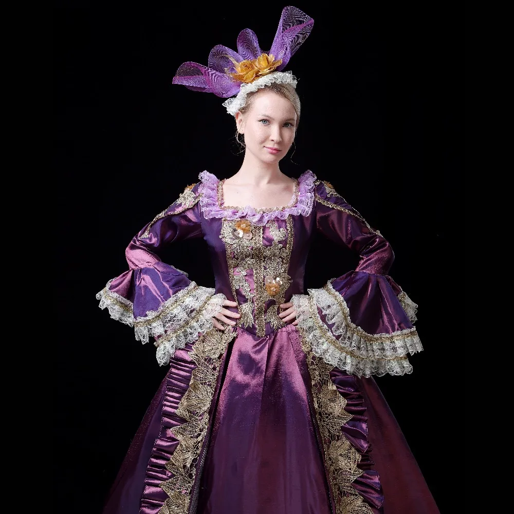 Фиолетовое французское платье Marie Antoinette в стиле рококо 18 го века готическое