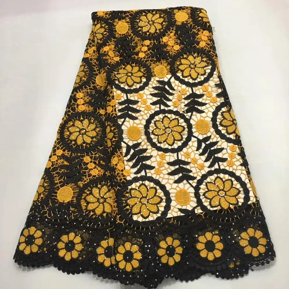 Yellow With Black African Lace 2019French Nigerian Fabric Bridal High Quality Swiss Net Tulle For Wedding Party | Дом и сад