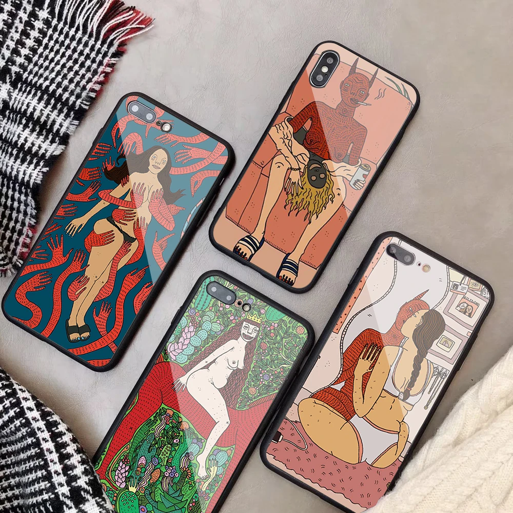 

Polly nor painting art Accessories Tempered Glass Phone Case For iPhone XR XS XS Max 8 7 6 6S Plus For iPhone 5 5C SE 5S X