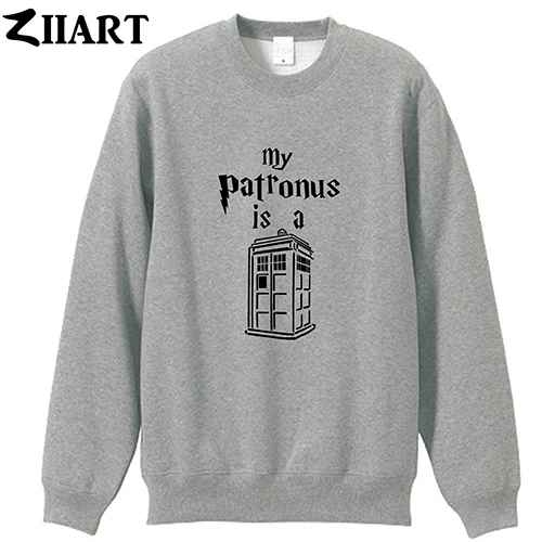 Doctor who my patrous is a Tardis police box, одежда для пар, мужская хлопковая осенне-зимняя флисовая толстовка для мальчиков - Цвет: GRAY