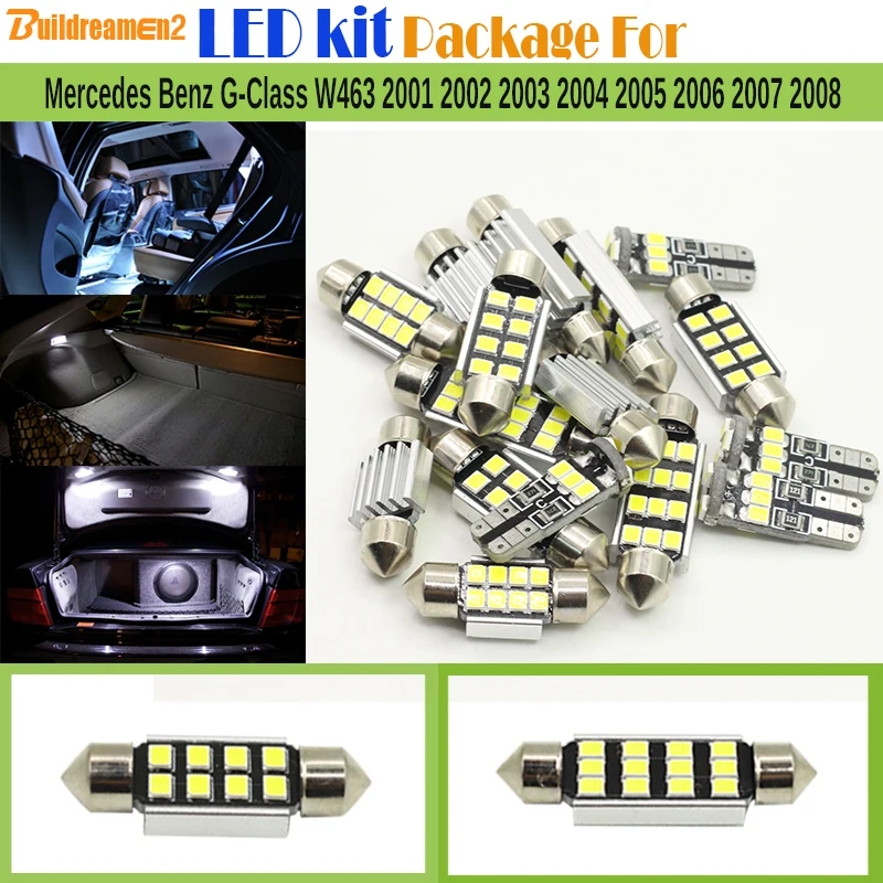 

Buildreamen2 Car Dome Map License Plate Light For Mercedes Benz G-Class W463 2001-2008 Canbus 2835 LED Bulb LED Kit Package