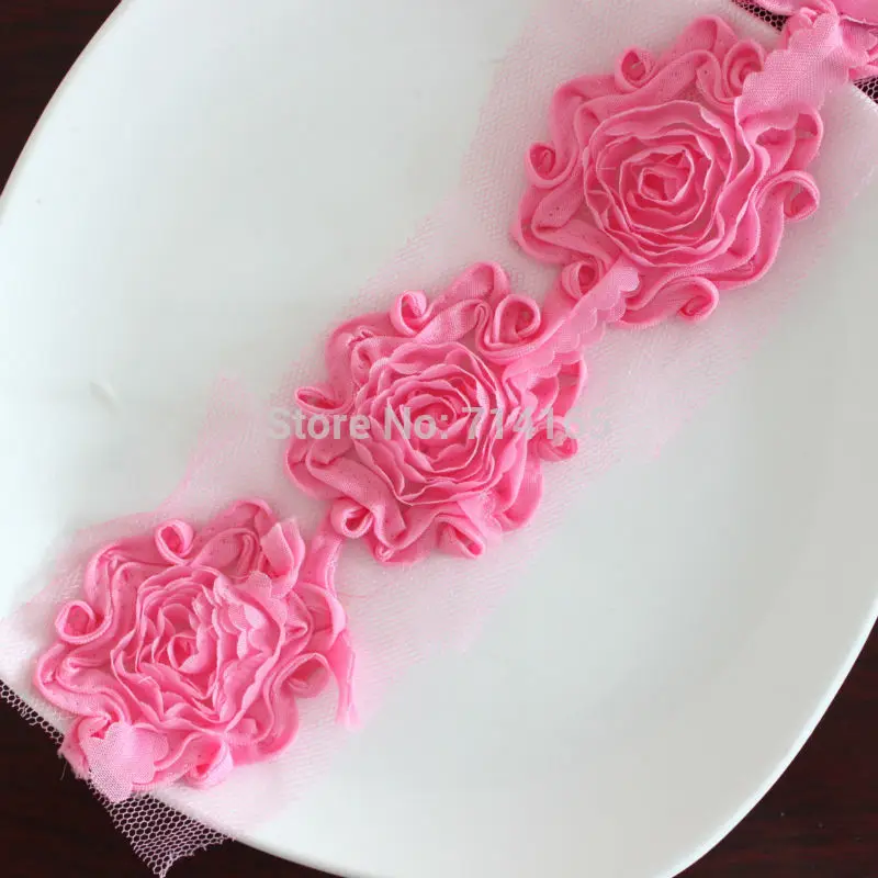 Swirl shabby flower trim Chiffon Rose flower trims,rose chiffon flower