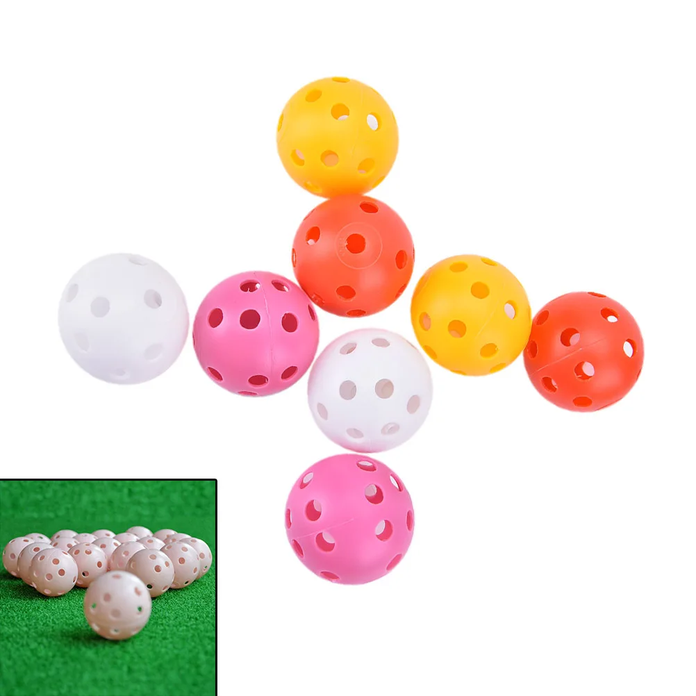 20Pcs New Plastic Golf Balls Airflow Hollow Golf Practice Training Sports Balls Random colors