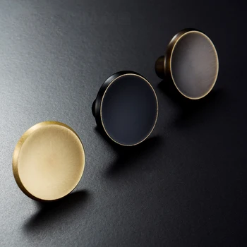 

2PCS Gold Brass Round Cabinet Door Knobs and Handles Furnitures Cupboard Wardrobe Drawer Pull Handles 33mm JF1886