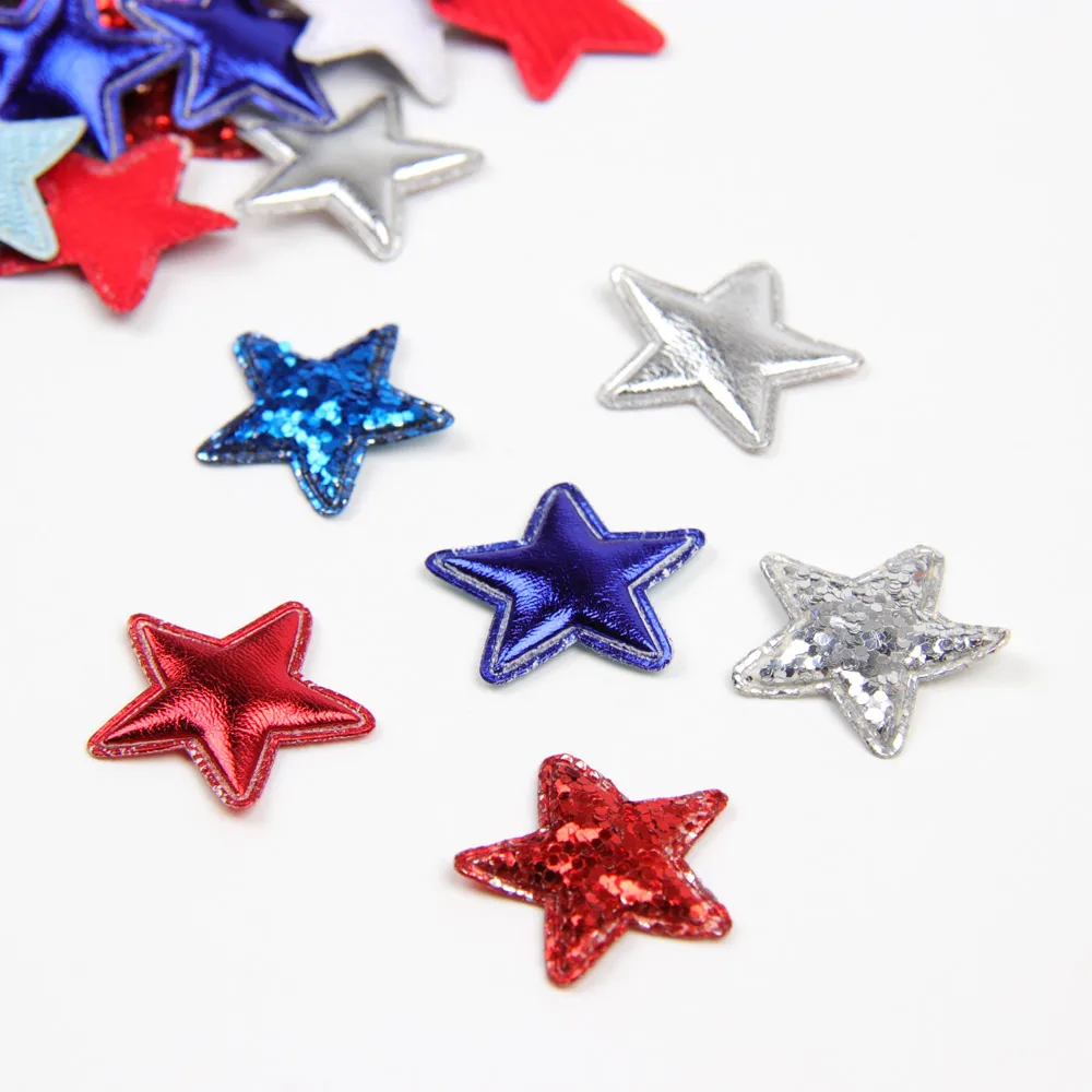 

IBOWS 30Pcs Mix Color Glitter Padded Applique Shiny Sequin Star Patches for Crafts Clothes DIY Hair Bow Scrapbooking Accessories