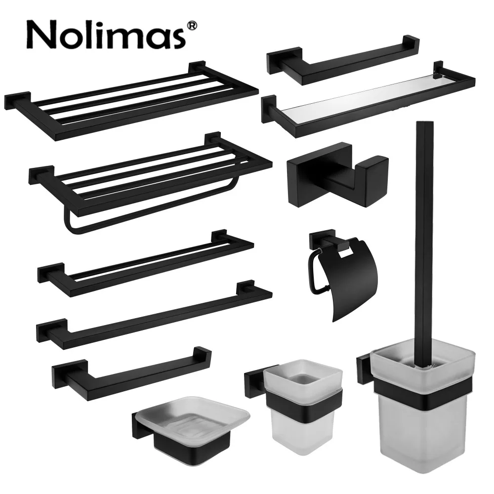 

New Arrival SUS 304 Stainless Steel Bathroom Hardware Set Paper Holder Toilet Brush Holder Towel Bar Bathroom Accessories