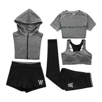 

Women Running Sports Fitness 5 Piece Set Comfortable Jogging Suits For Women Mujer 2019 Plus Size XXL Tracksuit Yoga Sport Wear