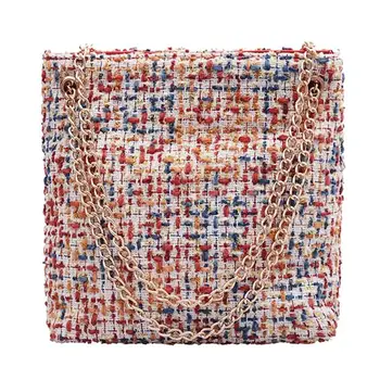 

Straw Handbag Women Big Tote Bag Bolsa Ladies Party Handbags Women Fashion Square Zip Shoulder Messenger Woven Chain Casual Bag