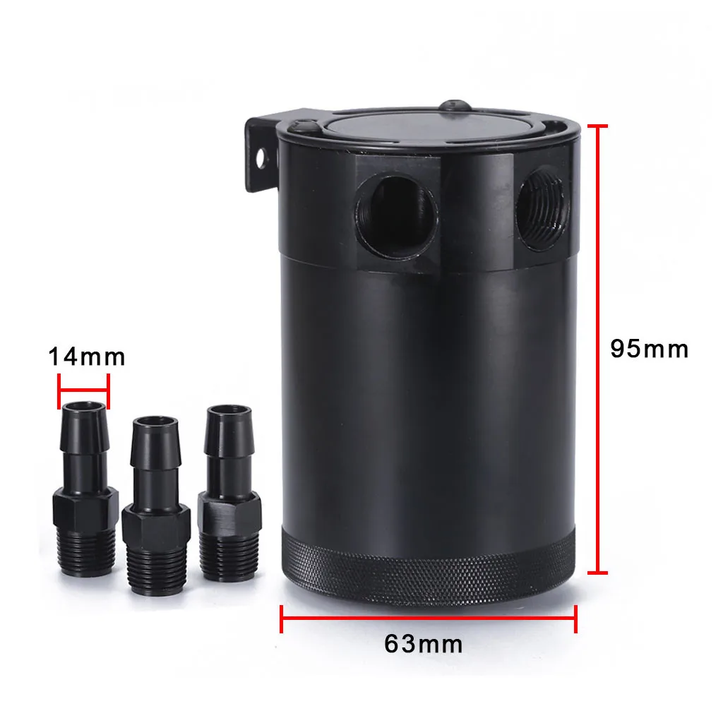 

Universal two-hole oil can Tank Air-Oil 3 port compact baffle recovery kettle oil separator kit black 19Mar18